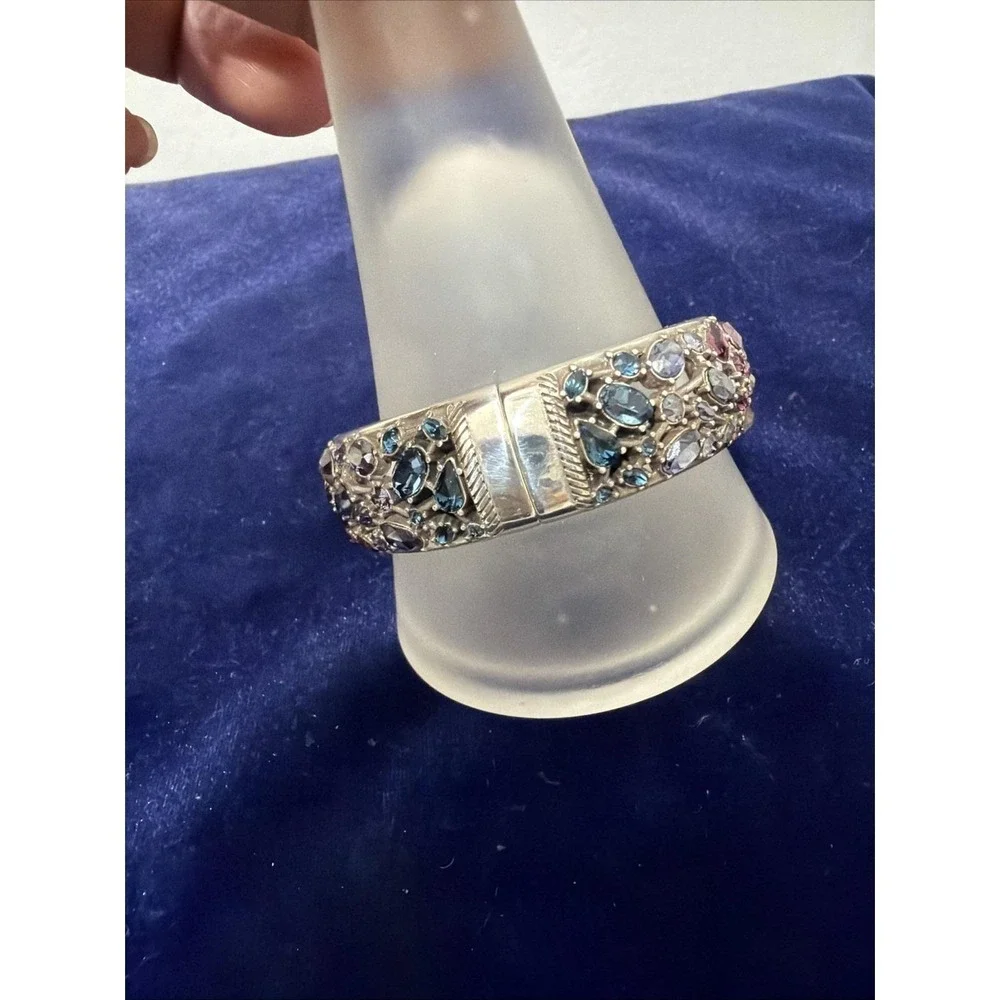 Brighton One Love Large Multi Color Crystal  bracelet Silver Tone .